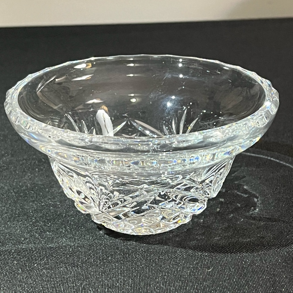 Vintage cut crystal candy dish rainbow flash heavy elegant